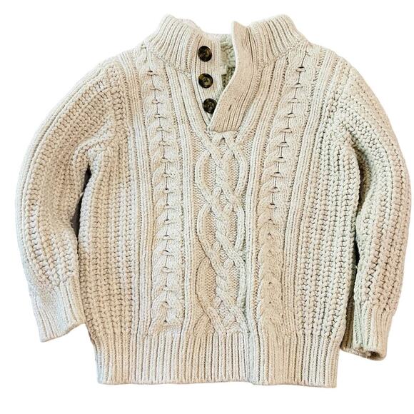 GAP Other - Gap Kids SZ 4T Knit Sweater Sherpa Collar Half Button Beige Neutral Toddler
